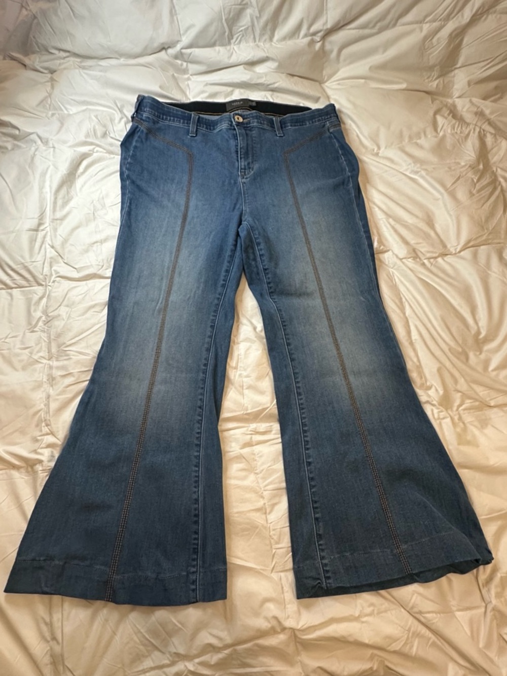 torrid Dark Blue Flared Jeans with Contrast Seams
